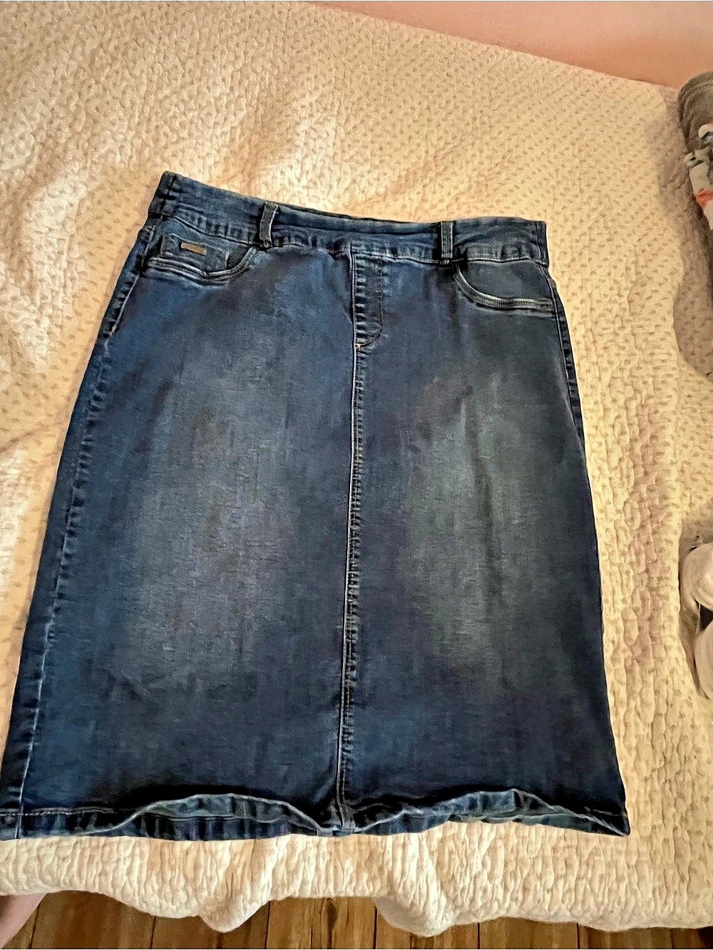 Denim Maxi Skirt in Blue